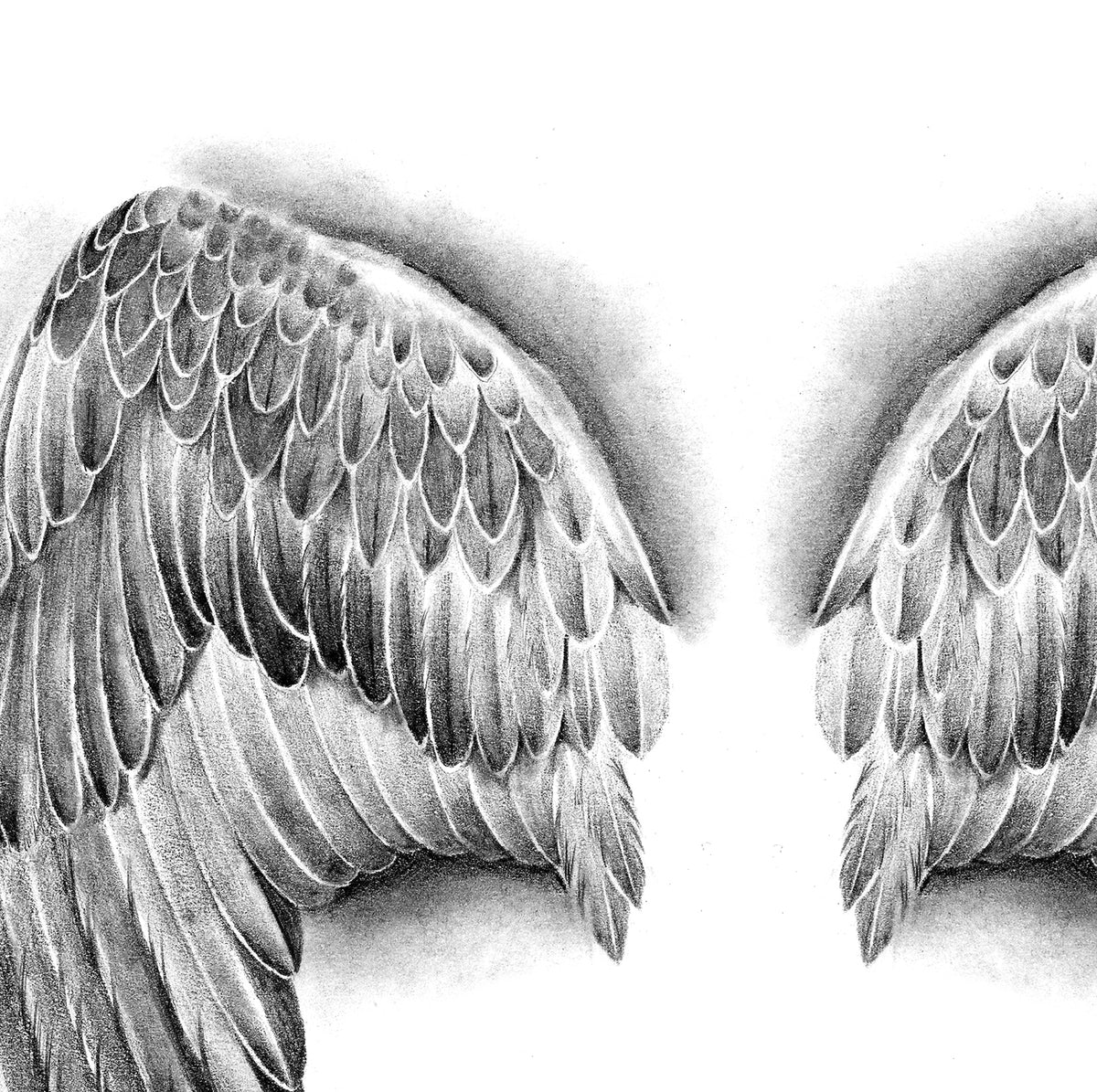 realistic angel wings tattoo