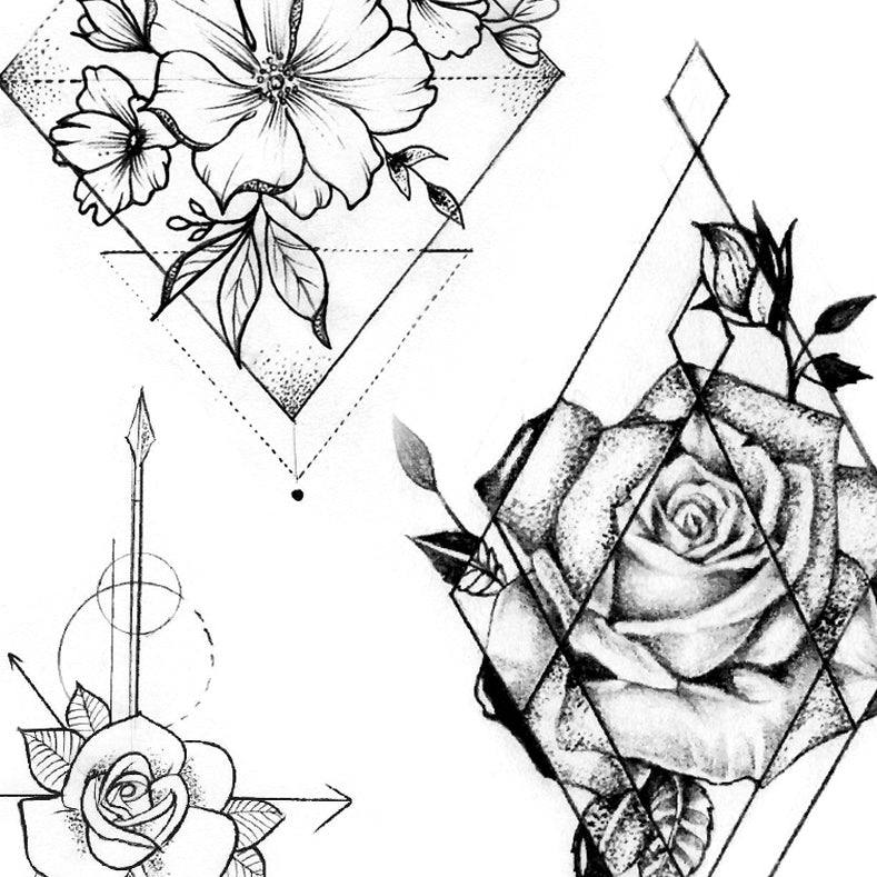 geometric rose drawing