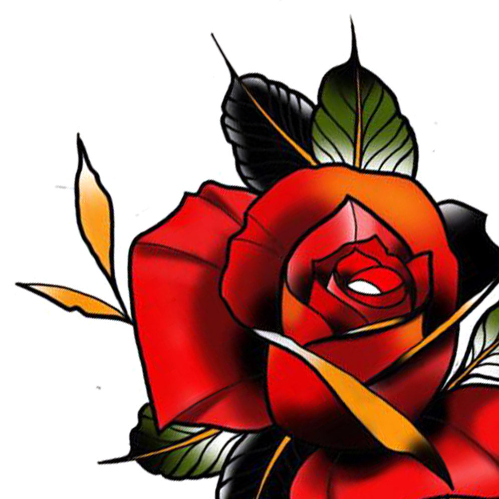 traditional red rose tattoo