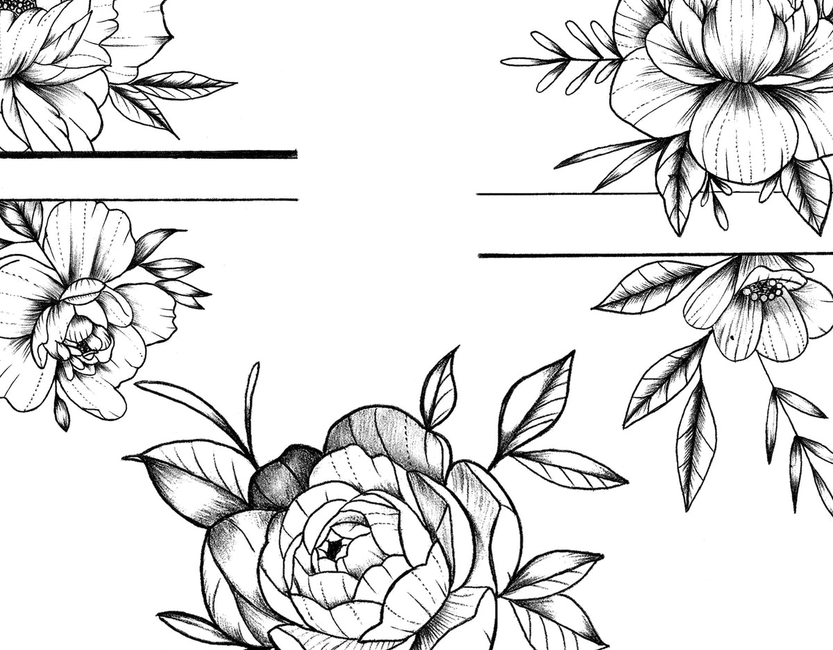 5 x Peony linework tattoo design created by tattoo artist ...