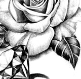 Realistic diamond with rose tattoo design high resolution download