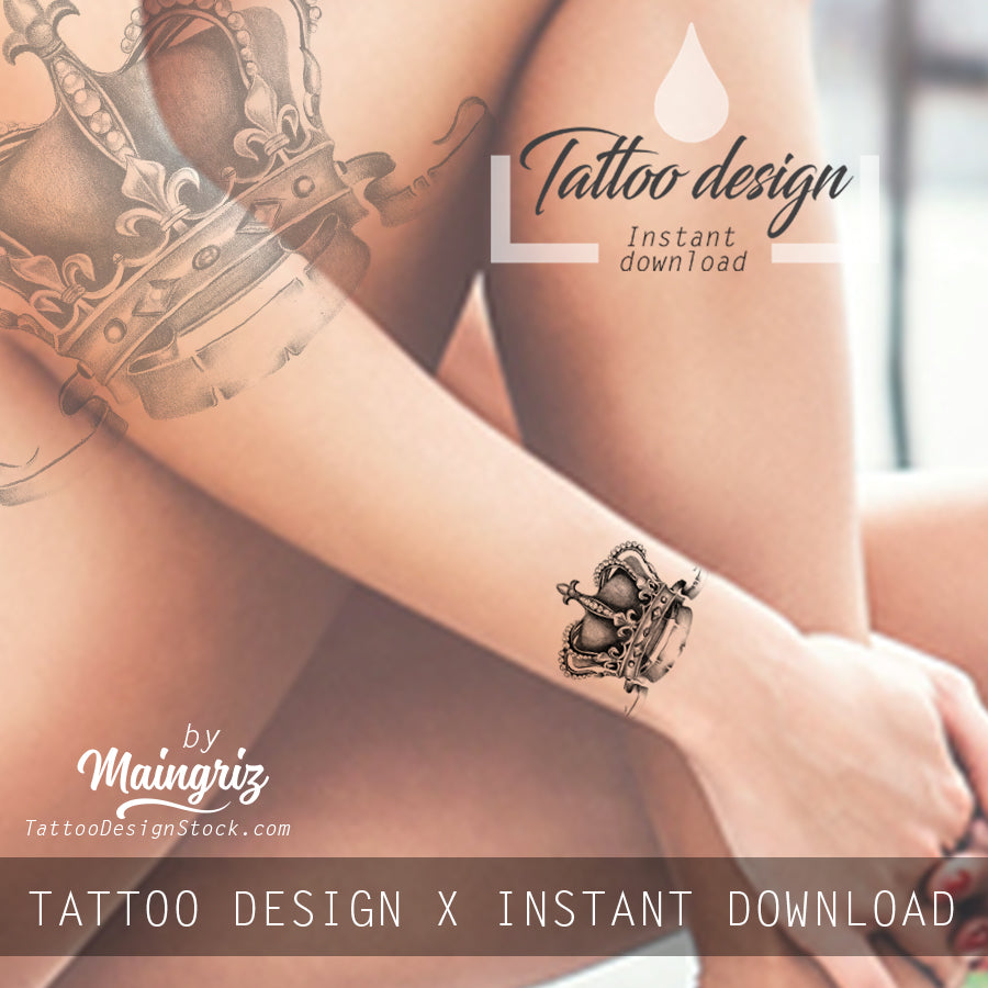 Online Retro Tattoo Skull Logo With Wings And A Crown