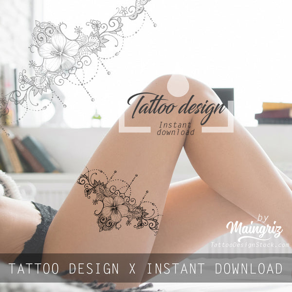 Instant Download Tattoo Design Wildflowers and Mandala Tattoo Printable  Stencil Template - Etsy Sweden