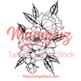 Peony half sleeve linework  tattoo design high resolution download
