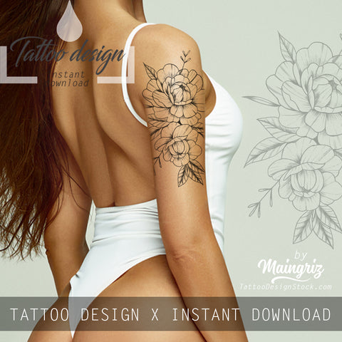 Tattoo uploaded by minerva • Beautiful Peony Sleeve Tattoo #Floral  #Blackwork #Peony #sleeve • Tattoodo