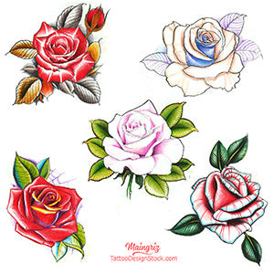old school rose tattoo designs