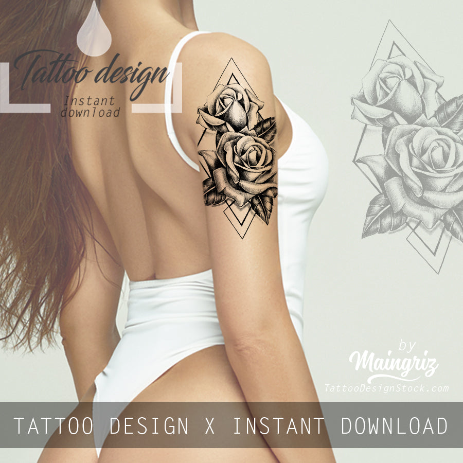 3 realistic roses tattoo design digital download – TattooDesignStock