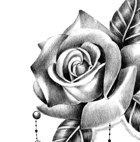 black and white diamond rose tattoos