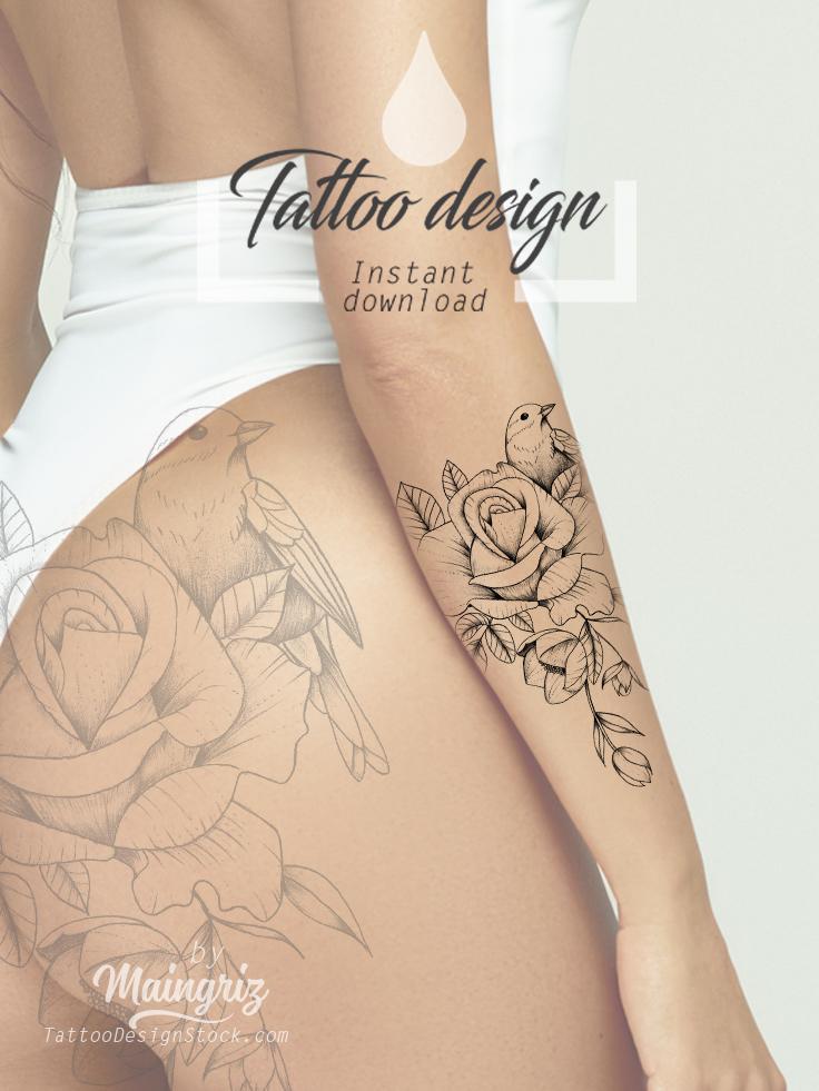 Tattoo tagged with: bird, thigh | inked-app.com