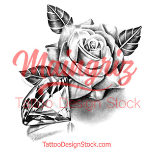 Faith Hope Rose And Diamond Tattoo Design