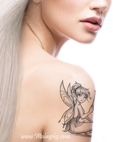 Stencil Mushroom Fairy Tattoo - Temu