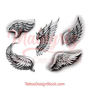 realistic angel wings tattoo design